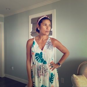 Palm print maxi dress